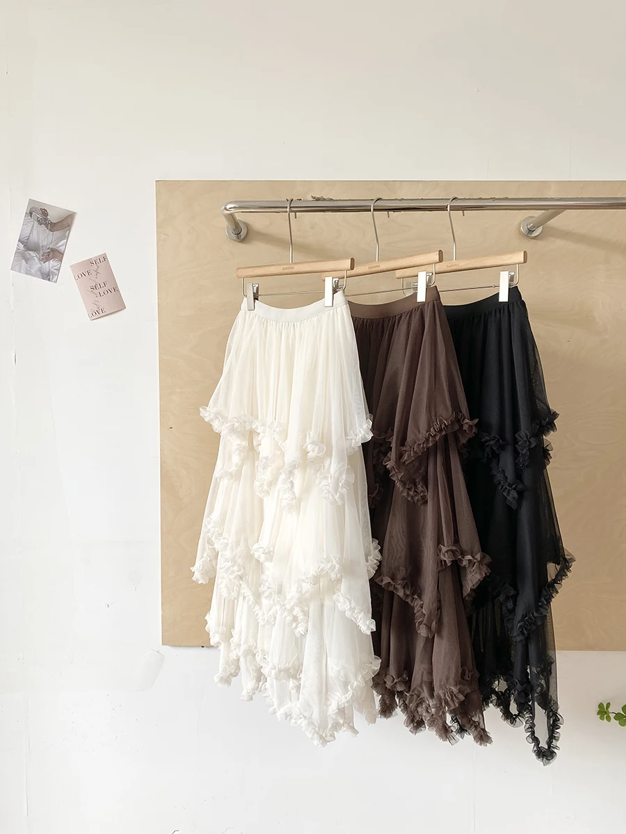 Korean Style High Waist Mesh Skirt Women's A-Line Skirt Universal Match Slimming Hip Covering Spring 2026 Fashion Trend