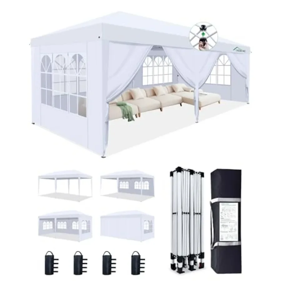 Pop Up  Tent with Removable One-Push Center Lock Design Commercial Grade Waterproof Party Gazebo UV Protection Outdoor Event Sh