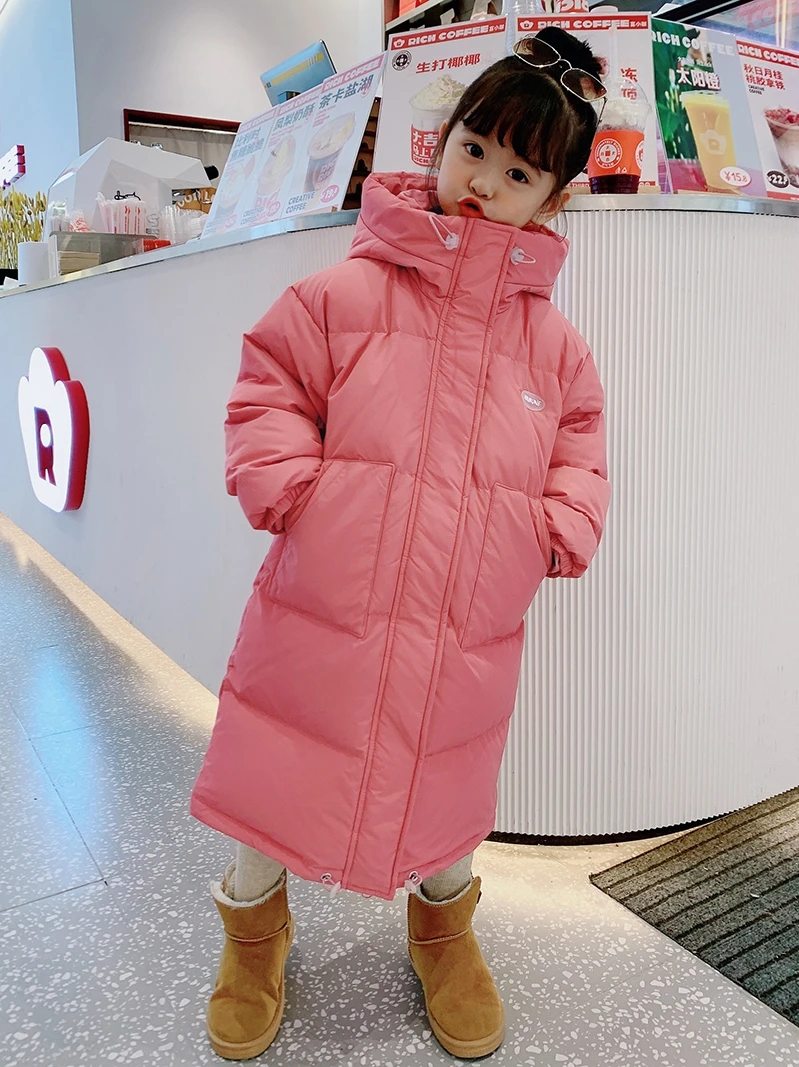 2024 Thicken Warm Children Girl Winter Jacket Hooded X-Long Down Jacket For Girl 3-14 Years Boy Outerwear Coat Kids Parka Outfit