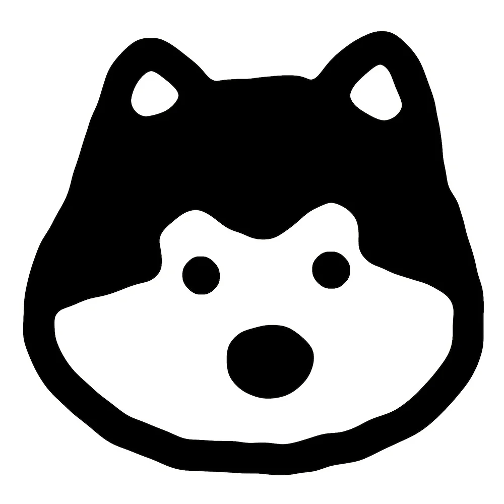 4 Stück/Set Niedliche Cartoon-Husky-Hundekopf-Aufkleber, wasserdichte Vinyl-Sticker, holografisch, schwarz, weiß, pink, fürs Auto