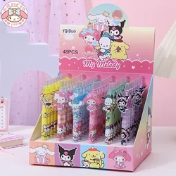 Sanrio 24 /48 Gel Pens Cute Kuromi Melody Hello Kitty Acrylic Patch Press Pen 0.5 Black Girls Highvalue Stationery Student Gifts