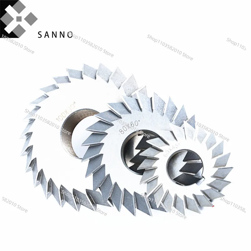 HSS end mills white steel V - double angle milling cutter 30 / 45 / 90 / 60 degree 60mm - 100mm helical gear for cnc machine