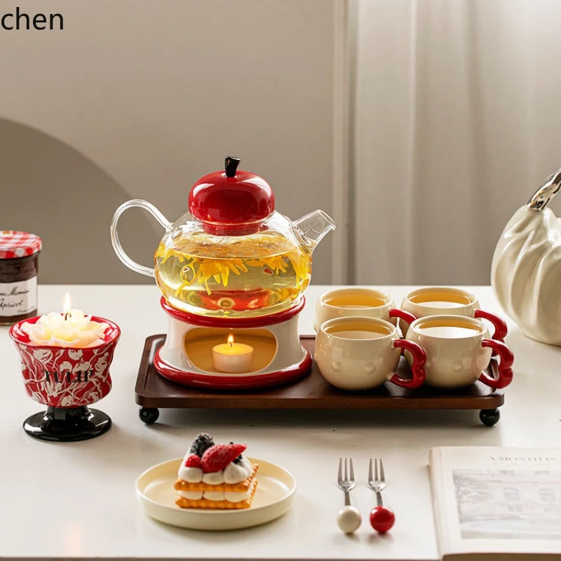 

HTT flower teapot candle heating base candle holder afternoon tea fruit teapot teacup coffee pot tea set