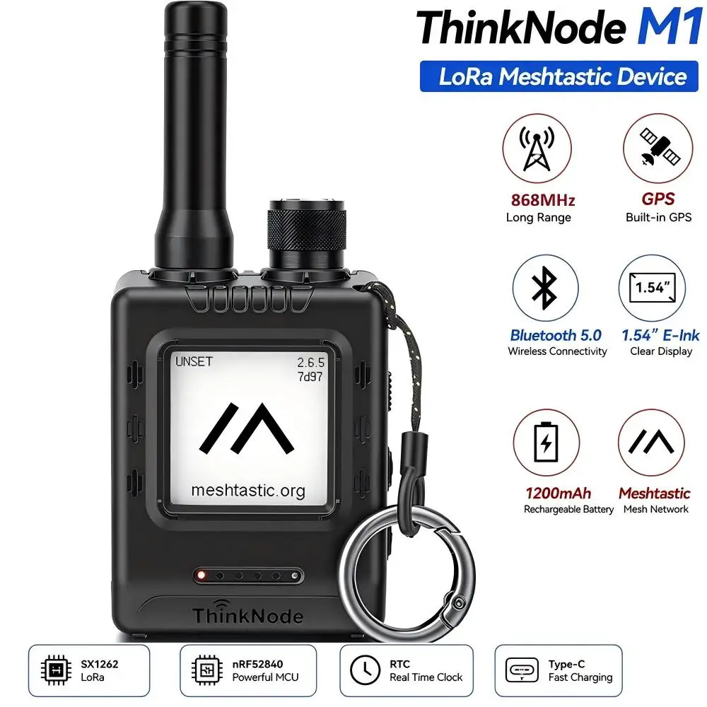ELECROW Meshtastic LoRa Transceiver z GPS i modułem bezprzewodowym NRF52840 SX1262 868MHz ThinkNode M1 LoRa Device 1200mAh