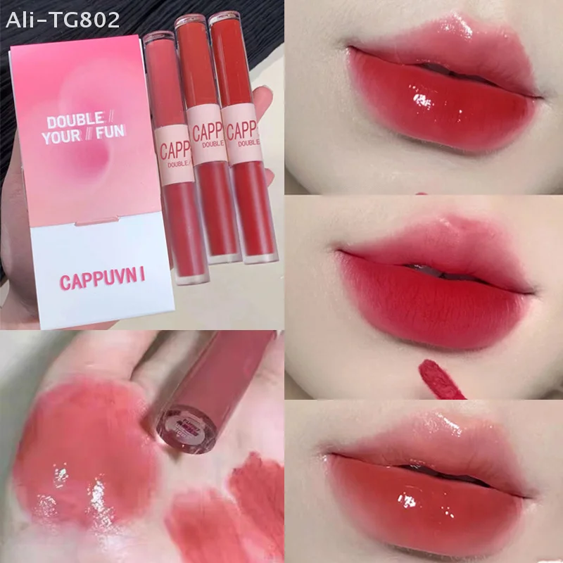 Lucidalabbra Doppia Punta Cappuvini, 1 Pezzo, Effetto Specchio Lucido, Opaco Vellutato, Lunga Durata, Idratante, Anti-Macchia, Cosmetico per Labbra