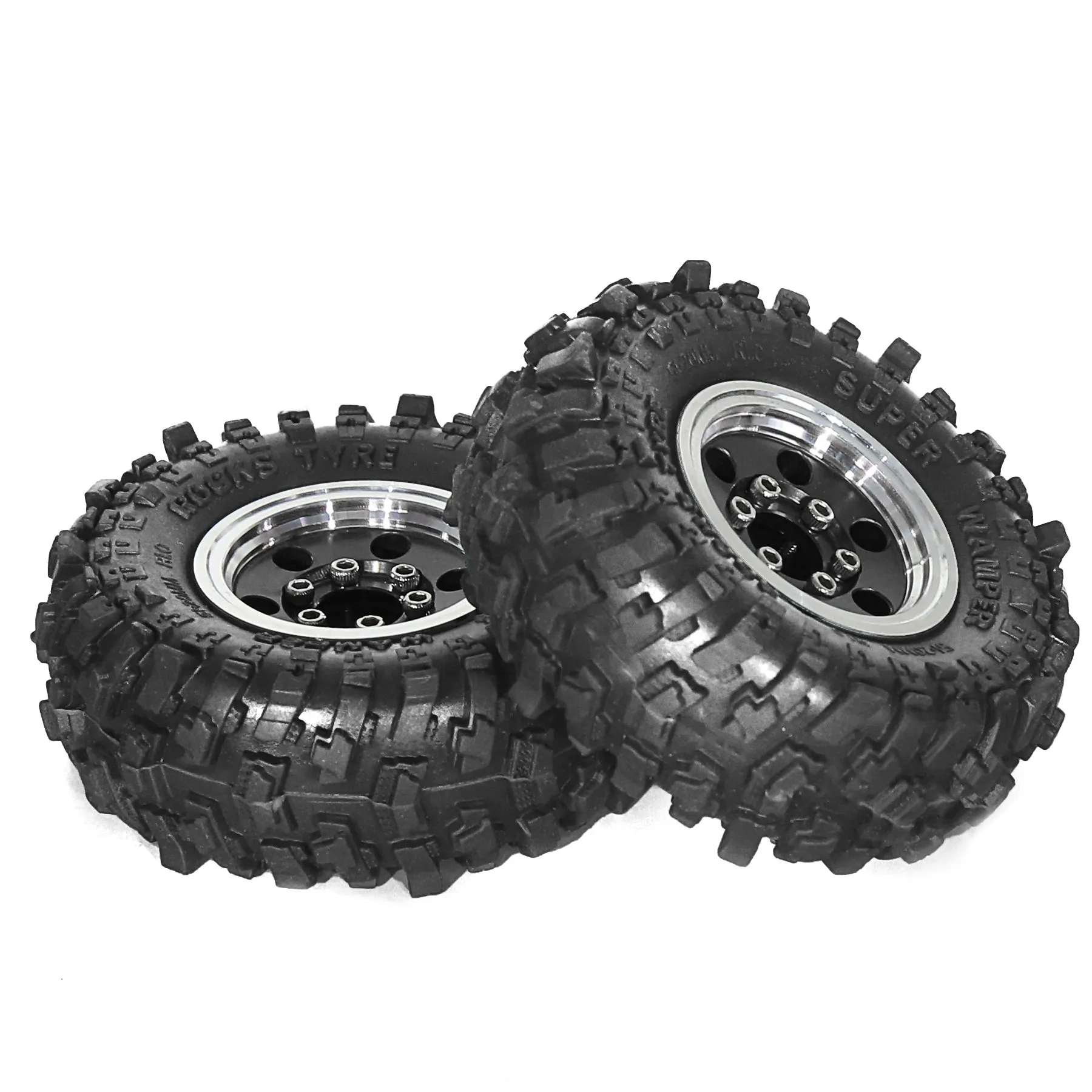 4pcs For Trax/as 1/18 Trx-4m Defender Bronco 1/24 Axial Scx24 Fms24 Beadlock Metal Wheel Rims 51mm 1.0" Tire Rubber Tires Set
