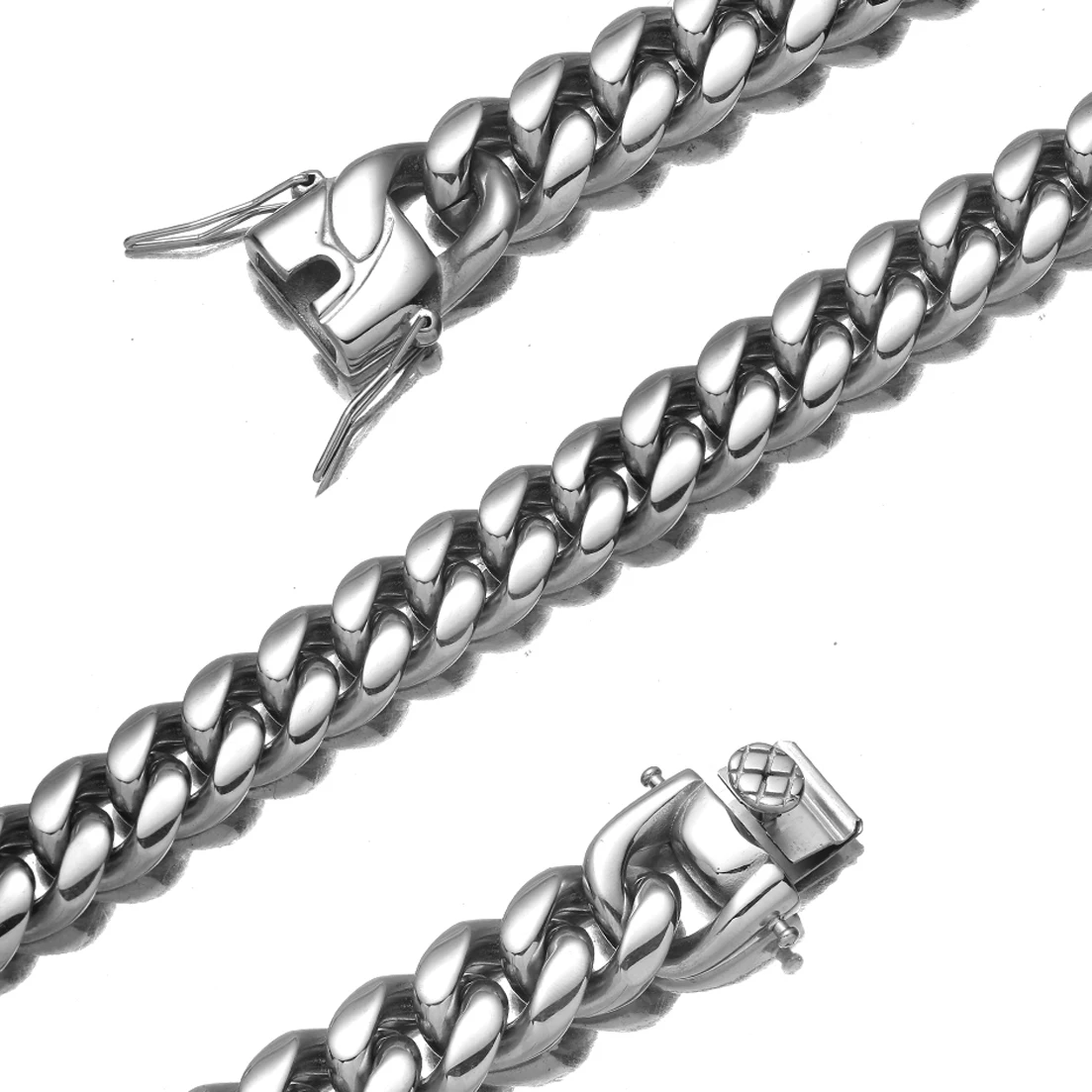 6mm-18mm Fashion 316L Stainless Steel Hip Hop Jewelry Curb Miami Cuban Link Chain Necklace or Bracelet Gift for Men Women