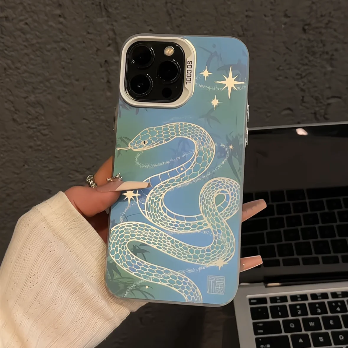 

Phone Case for iPhone 16 15 Pro 14 13 Pro Max 12 11 Plus Shockproof Camera Full Protection Matte Cover for Male Female Snake