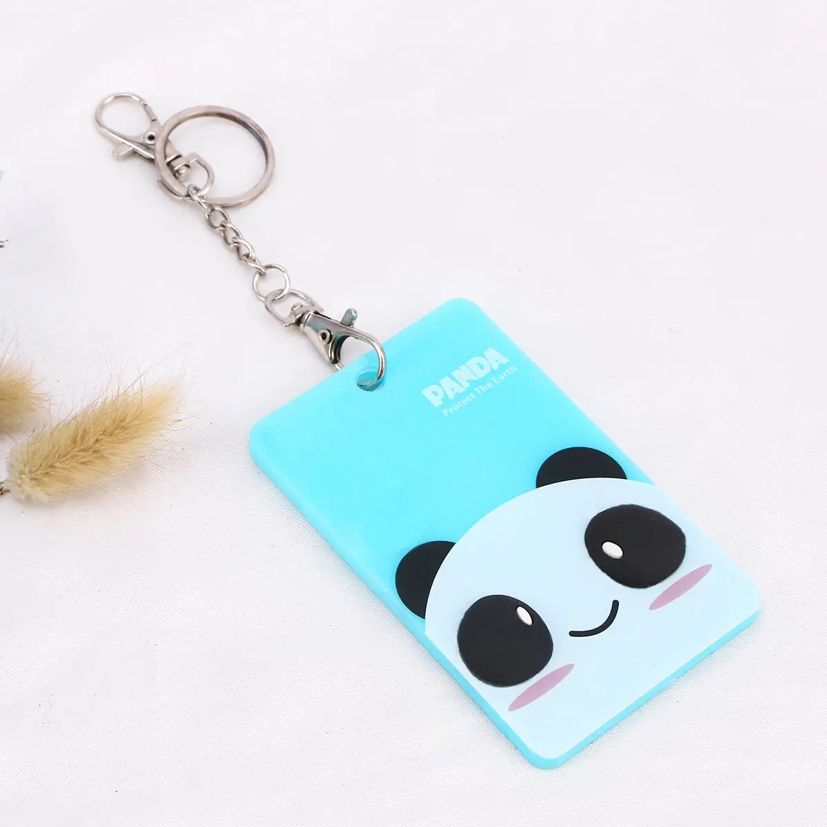 

Cartoon Pattern Id Badge Holder Case Key Ring Keychain Durable for Bus Subway Credit Cards