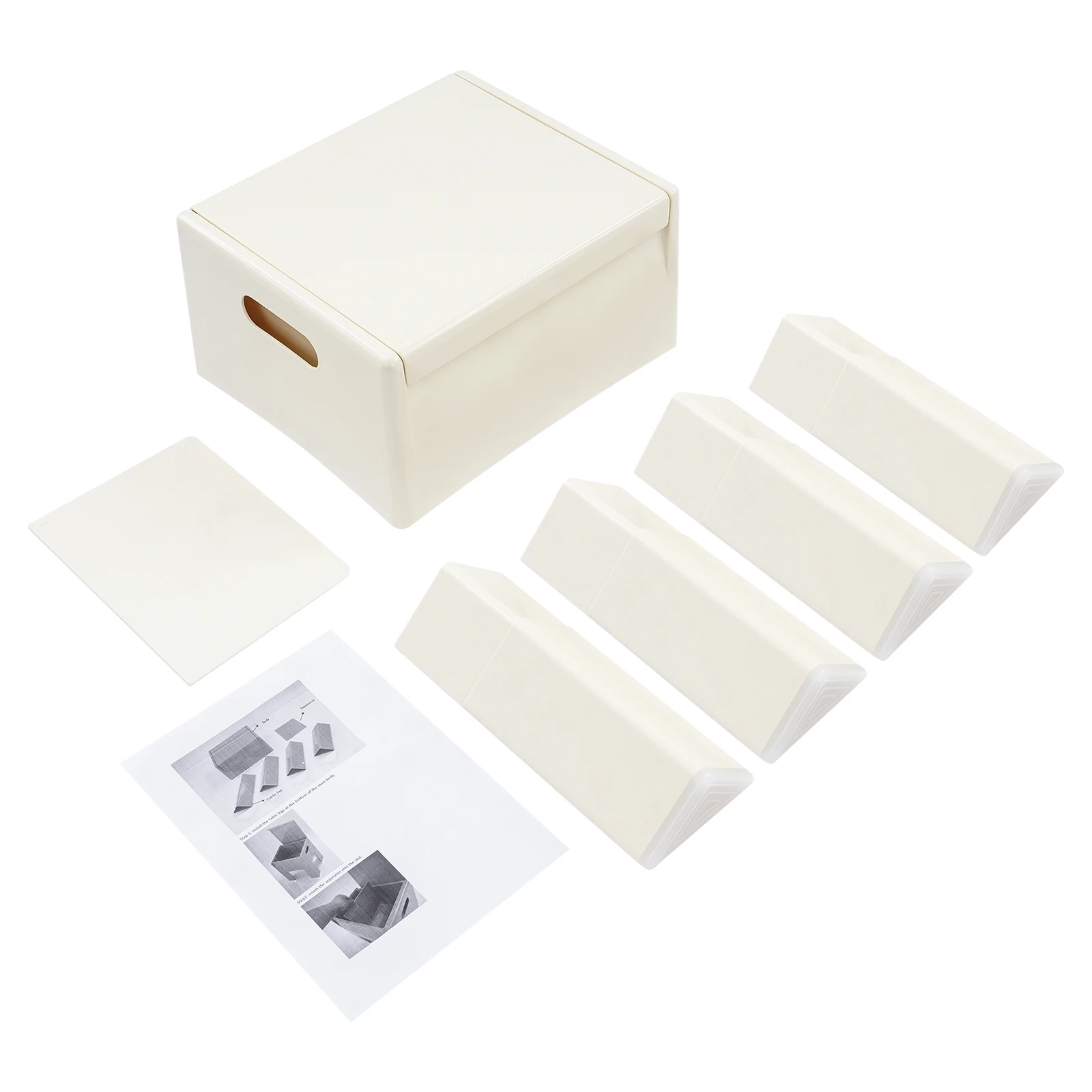 طاولة نهاية ABS بيضاء متعددة الوظائف - 15 × 12.6 × 15.7 بوصة (مدمجة)، تخزين تحميل 286.6 رطل + مقعد + فواصل قابلة للإزالة، سهلة التنظيف #6