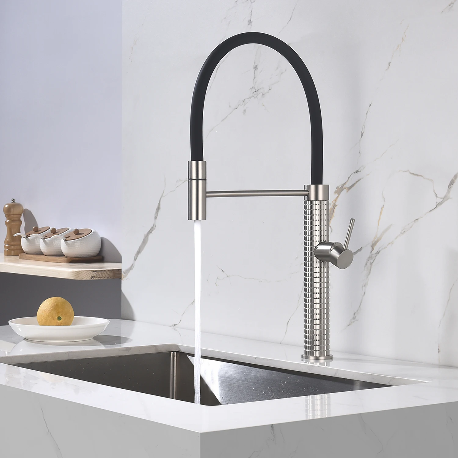 رخيصة الفاخرة النحاس الحمام مياه الحنفية رافعة واحدة نحى الذهب سحب أسفل الربيع رذاذ صنبور المطبخ بالوعة خلاط #5