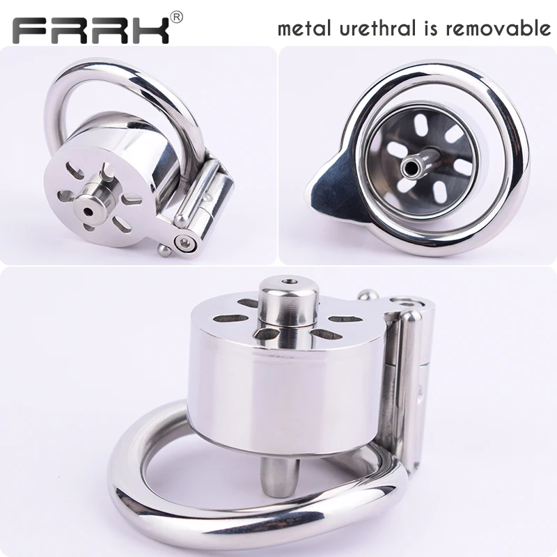 FRRK Wrapped Chastity Cage Device Prevent Escape Cocklock Toys Sex Shop Stainless Steel Urethral Penis Rings Adults Products