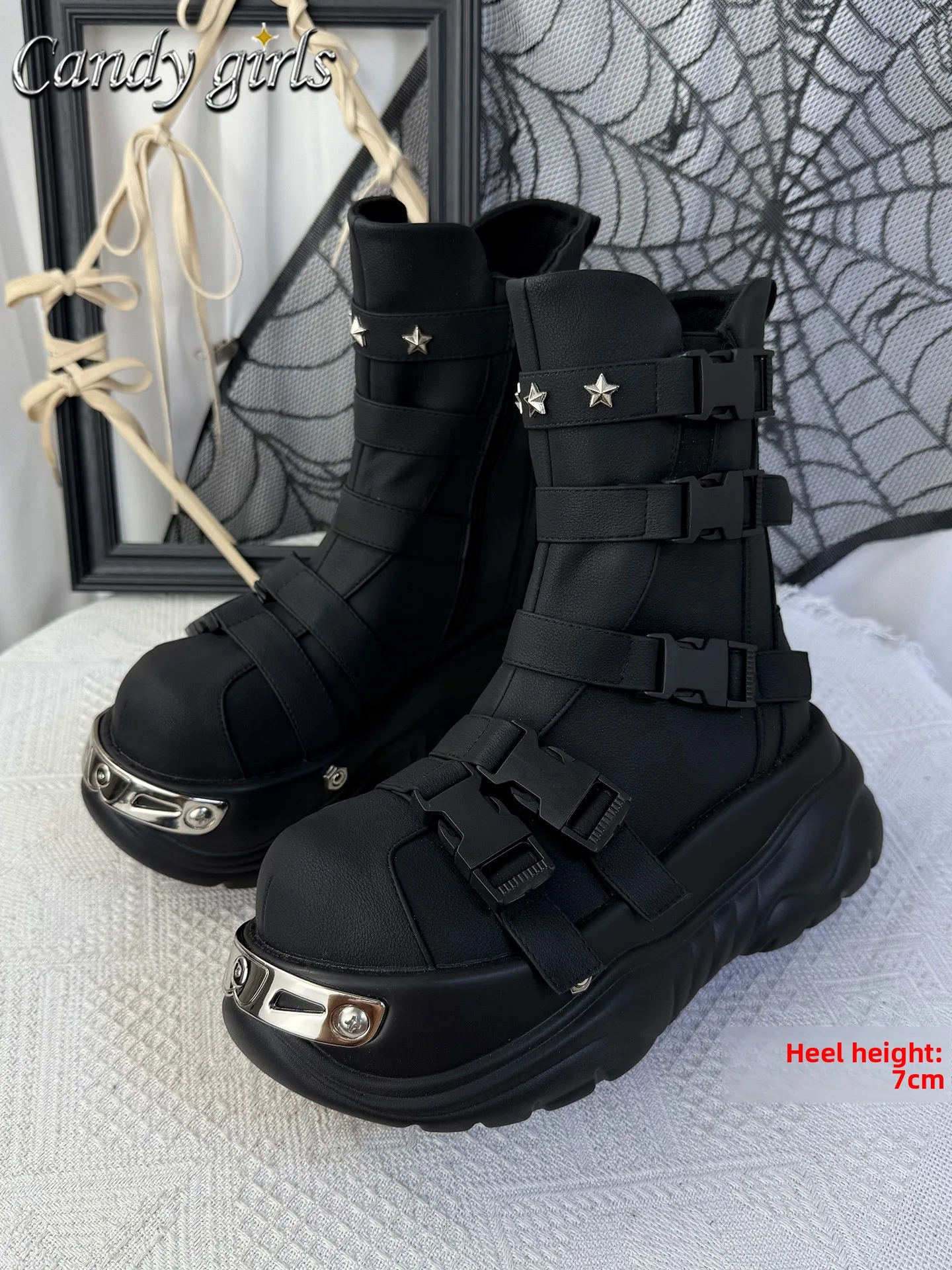 

Уникальные женские ботинки в стиле Y2K Punk, с круглым носком, короткие, в стиле киберпанк, мотоциклетные, модные, на все сезоны