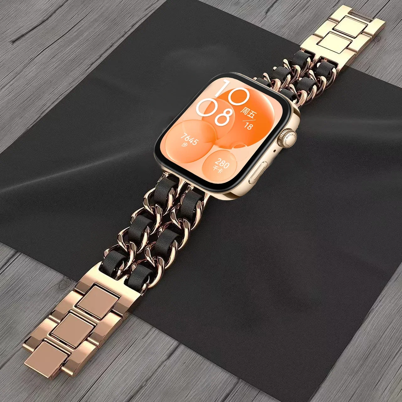 Metal + pulseira de couro para huawei relógio ajuste 3 feminino smartwatch fácil ajustável confortável pulseira para huawei relógio ajuste 3 correa