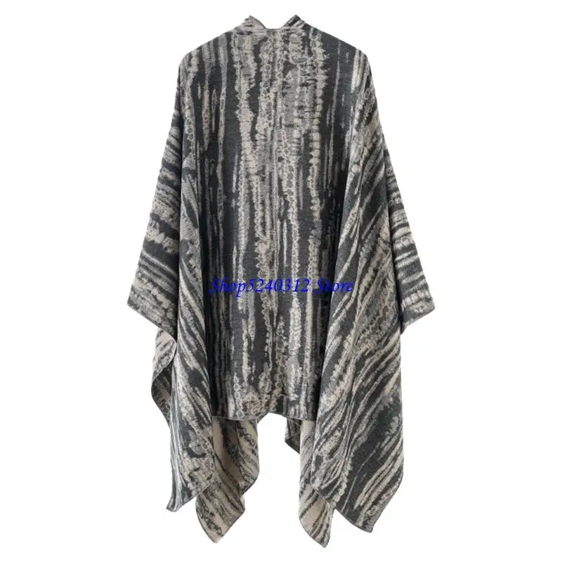 

634C Animal Print Wrap for Cold Weather Outfits Open Front Design Shawl Multipurpose