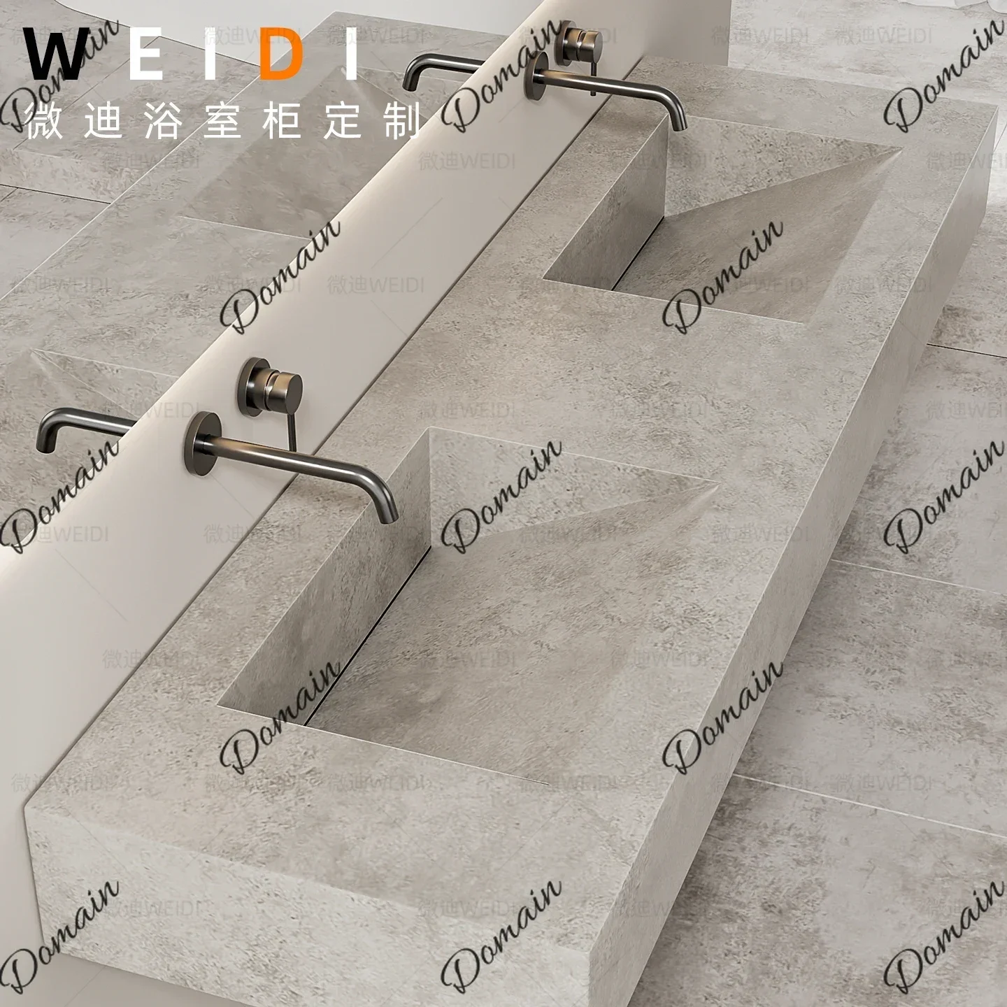 XY 60 Inch Vanity Bathroom Double Sink Custom Integrated Bathroom Vanity Set Slanted Basin Washb Area Modern Bathroom Furniture