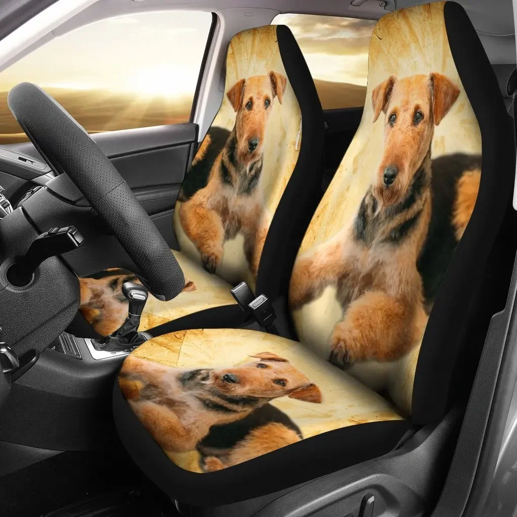 Airedale Terrier Print Car Seat Covers Set 2 Pc, Car Accessories Seat Cover