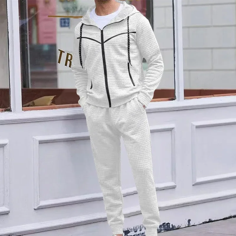 Men Autumn and Winter Tracksuit Casual Small Square Hooded Suits