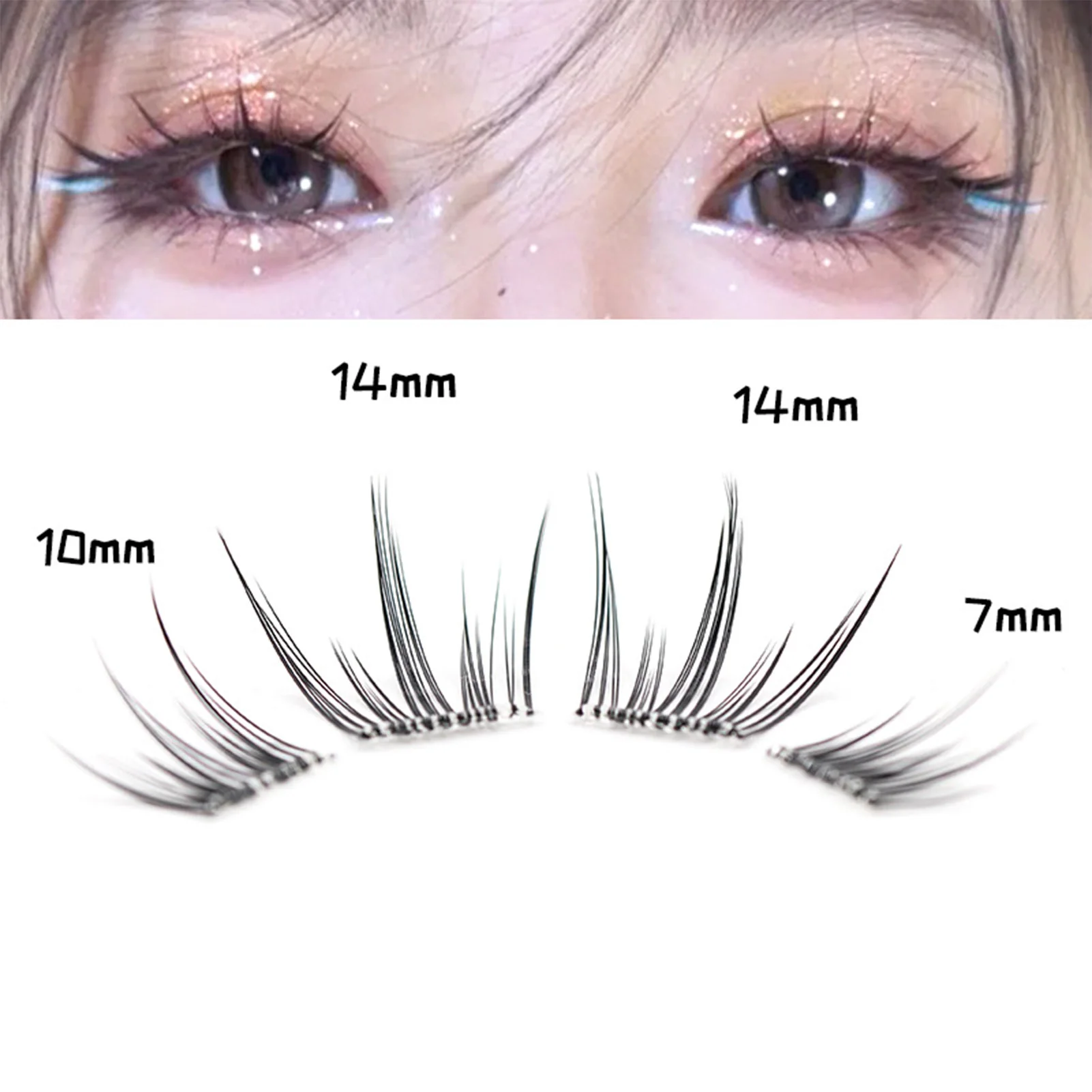 Ciglia finte di lunghezza mista da 10-14 mm C Curl Fascia nera morbida per un look completo naturale Estensioni delle ciglia cosplay quotidiane e per feste