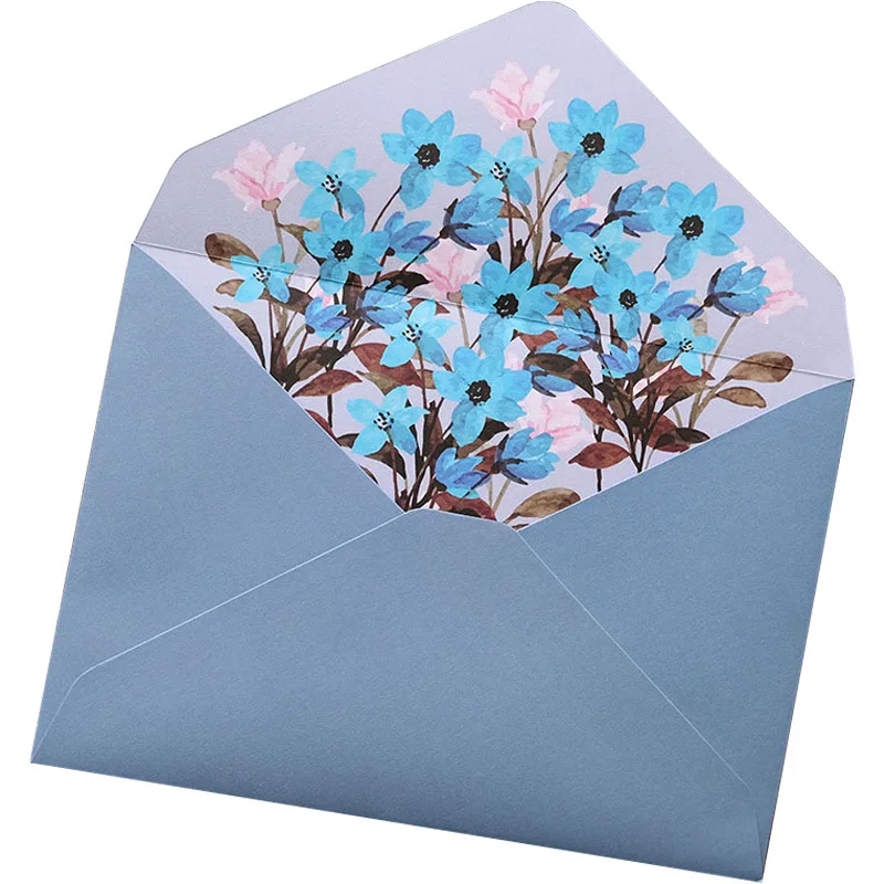 2/6pcs Printed Flower Envelopes with Letter Pads Kawaii Stationery Wedding Greeting Card Invitation Bag Office School Supplies