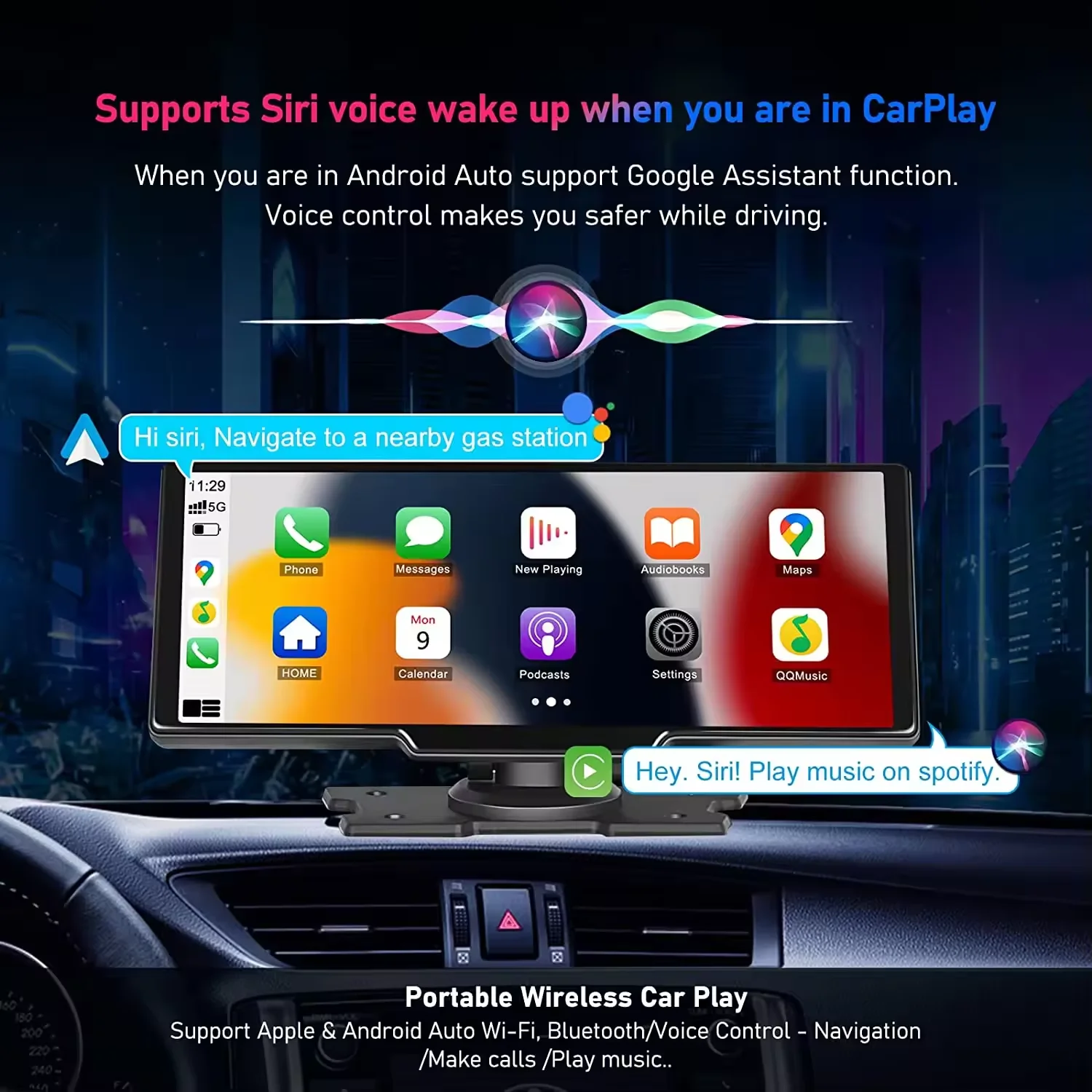 Carplay DashCam Dash Cam Front and Rear 4k Waterproof Camera Car Dvr Dash Cam Wireless CarPlay Screen FM Dash Camera for Cars - view 5