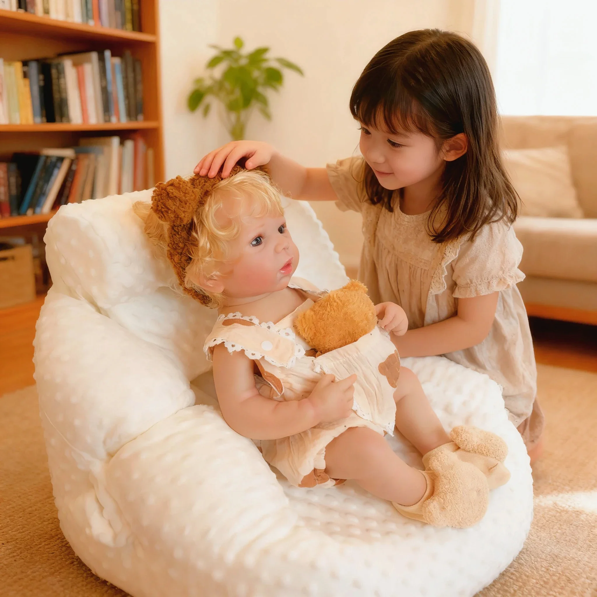 19‘’ Hand Root Hair Lifelike Reborn Doll Full Vinyl Girl Body Multiple Layers Painting 3D Skin Collectible Art Doll