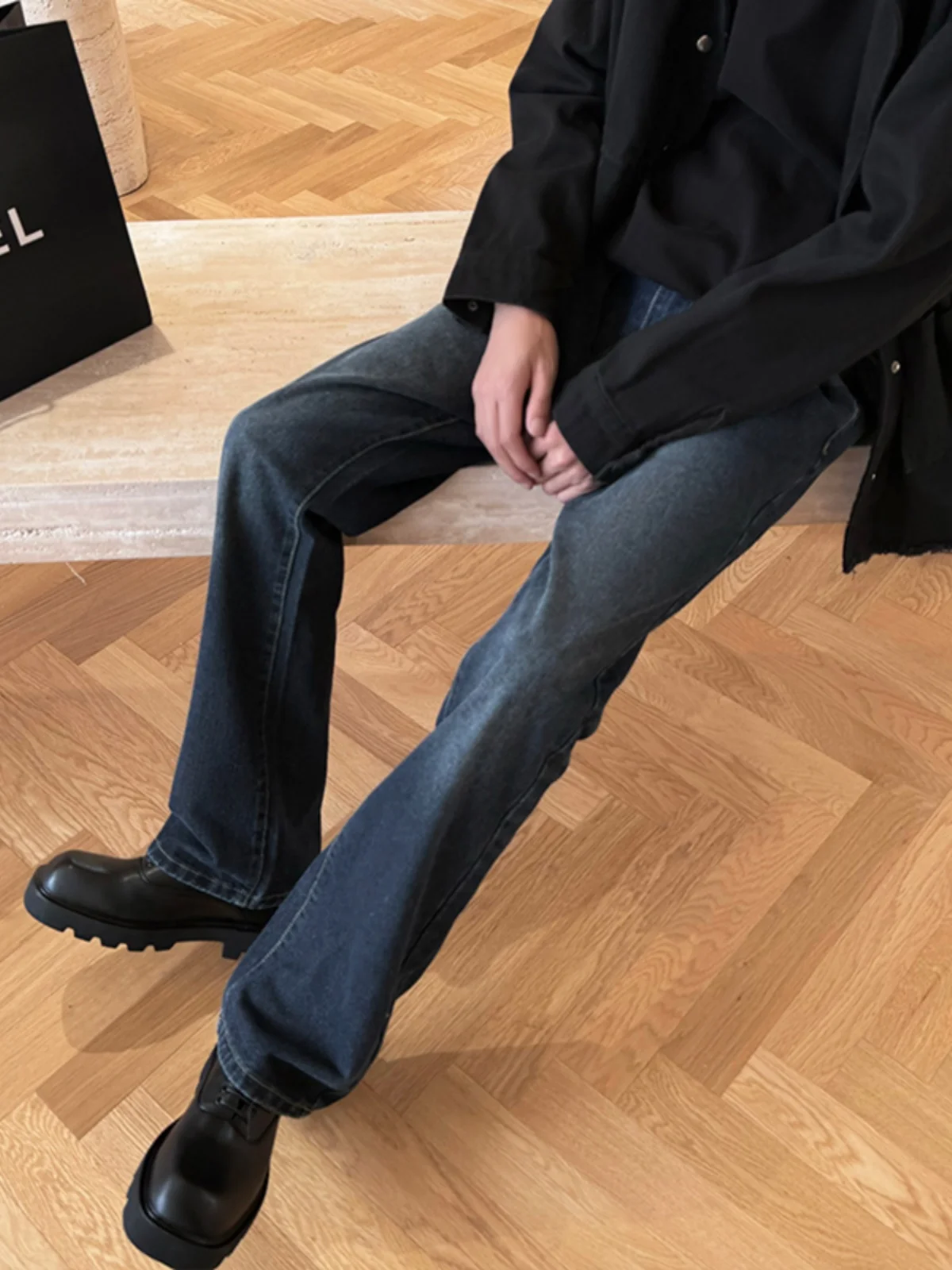 

Американские ретро-джинсы Cleanfit для мужчин: длинные брюки с эффектом удлинения, расклешенные, молодежные, модные, зимние