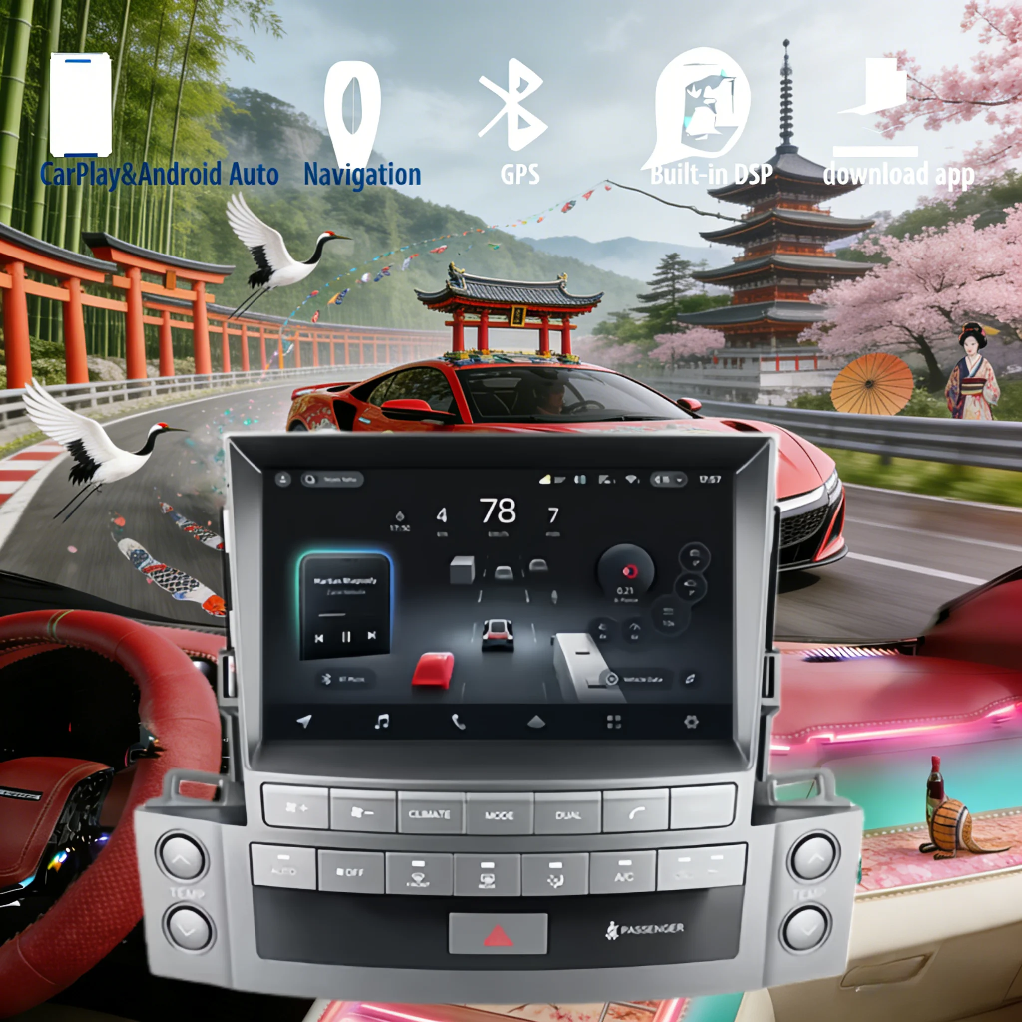 렉서스 LX570 2007 2008 2009 2010 2011-2015용 9인치 카플레이 오토 안드로이드 14 멀티미디어 스테레오 플레이어, 스크린 카 라디오 GPS 헤드 유닛