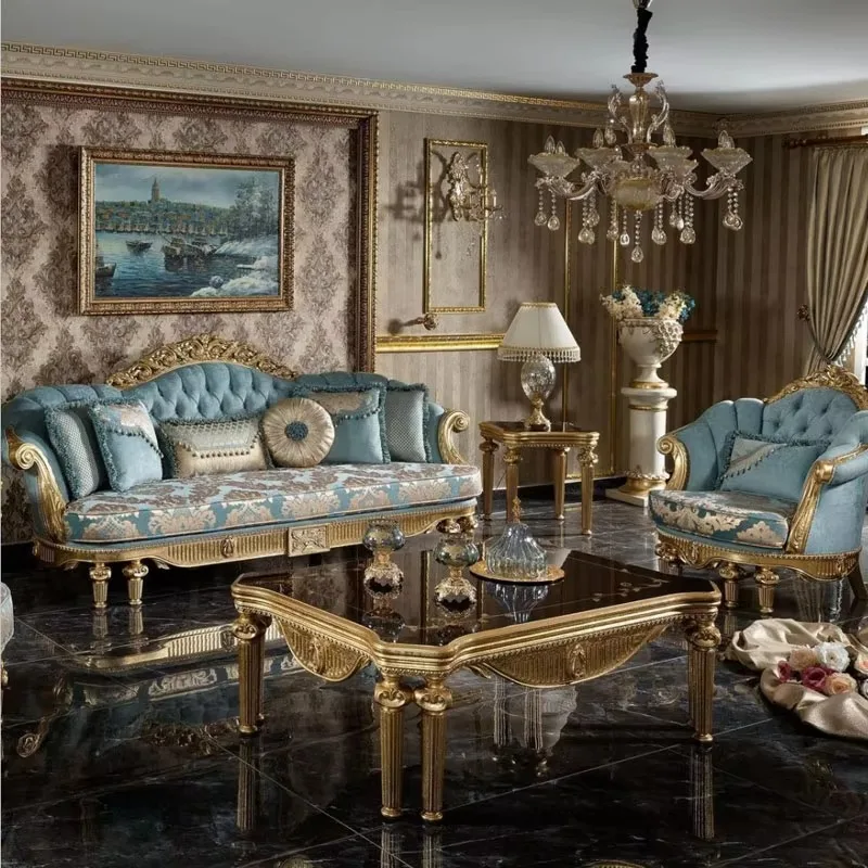 European Style Modular Royal Victorian Vintage Classic Sofa Furniture Solid Wood Hand Made Classic Luxury Sofa
