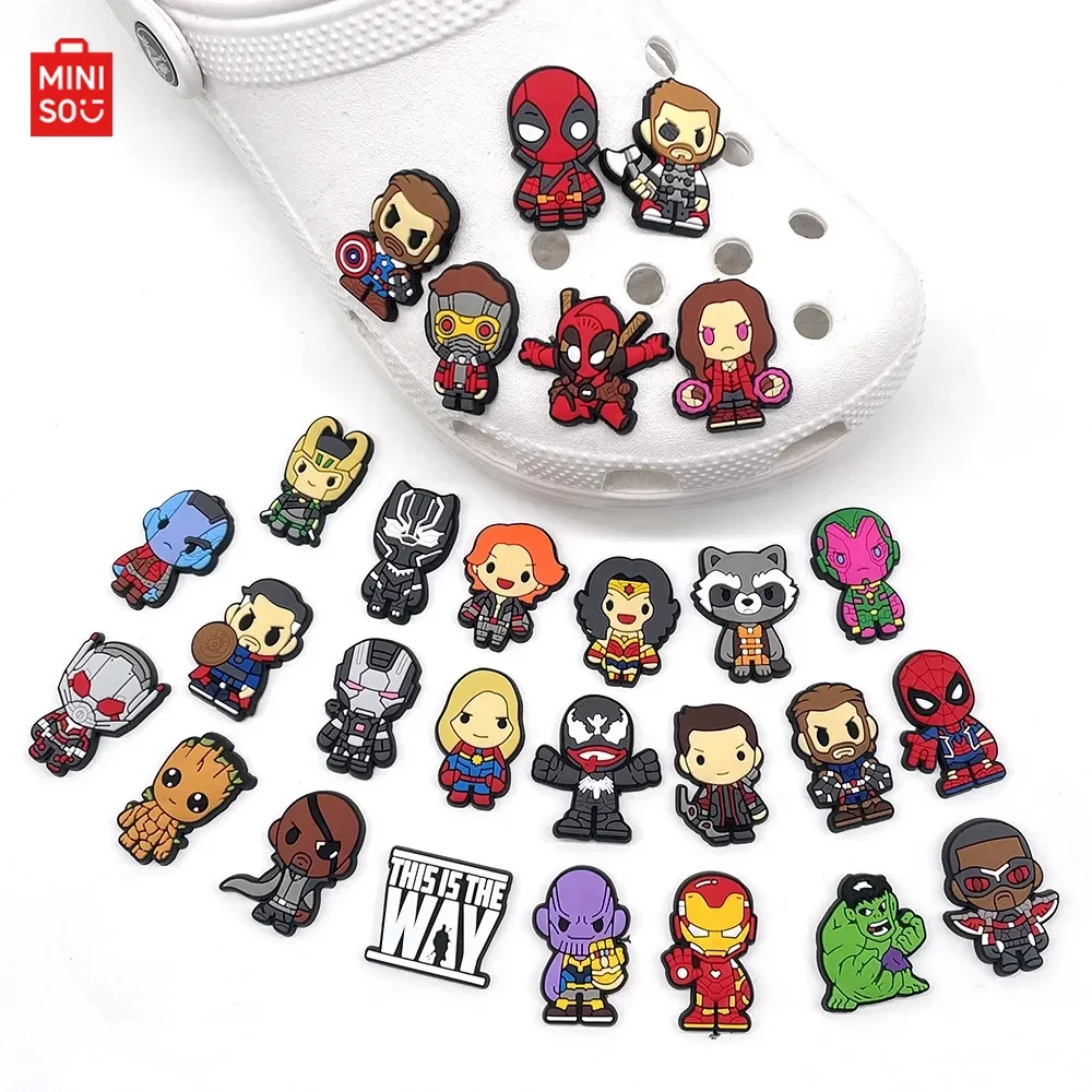 1-30pcs 디즈니 마블 슈퍼 히어로 PVC 참 만화 샌들 액세서리 나막신 장식 소년 키즈 선물