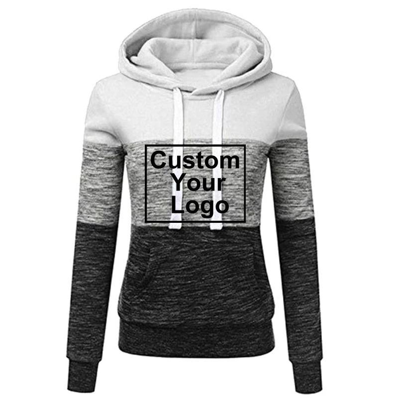 Customized logo hot selling women's tricolor patchwork sportswear casual women's printed hoodie