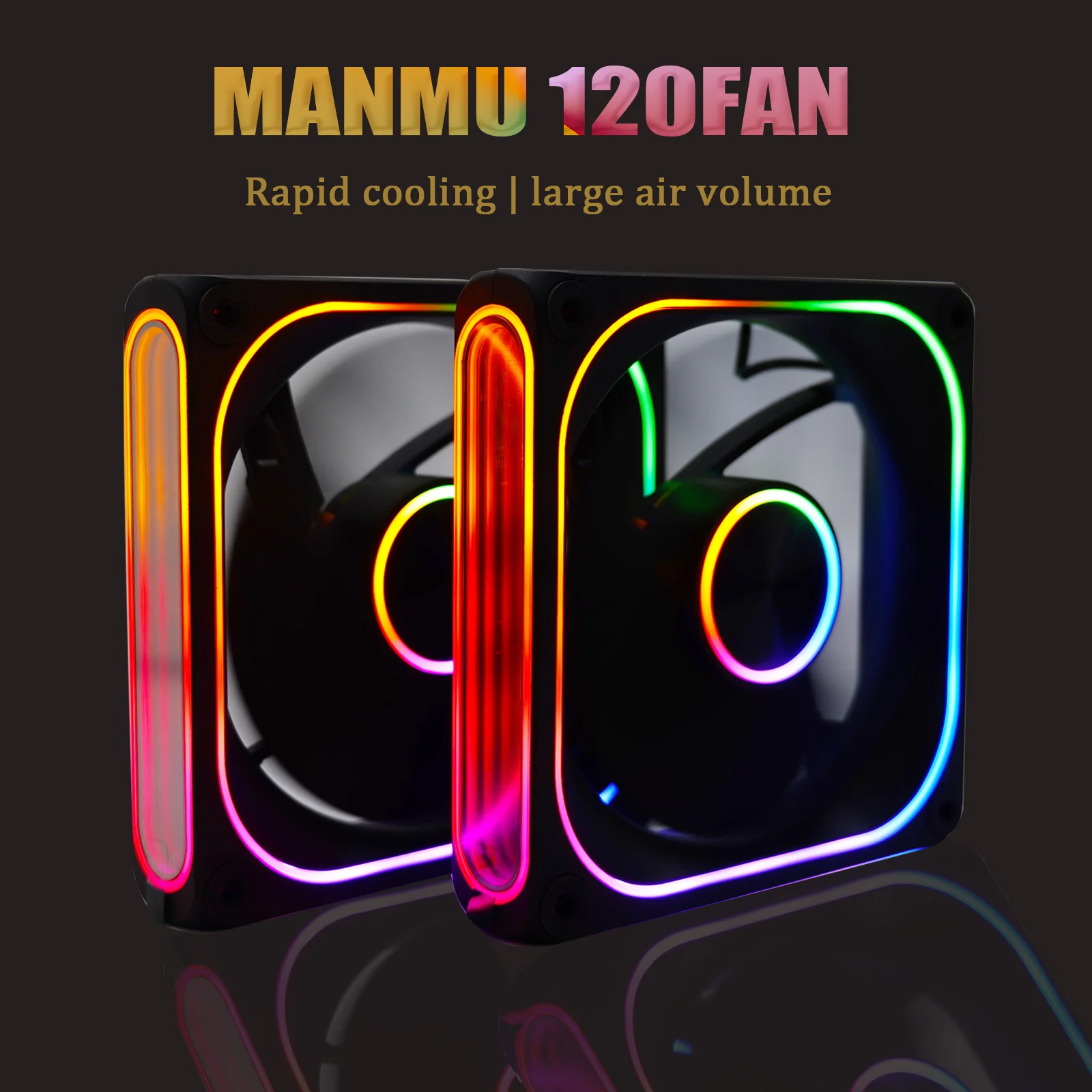 

MANMU pc Fan Cooling 120mm Rgb Fan Cpu Cooler For Pc Rgb Infinite Mirror Colorful Case Fan