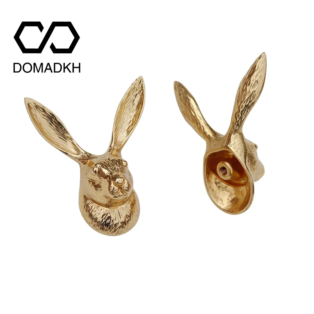 Rabbit Head Brass Cabinet Door Knobs Gold Kangaroo Drawer Pulls Home Decor Dresser Knobs Nightstand Handles Kitchen Hardware