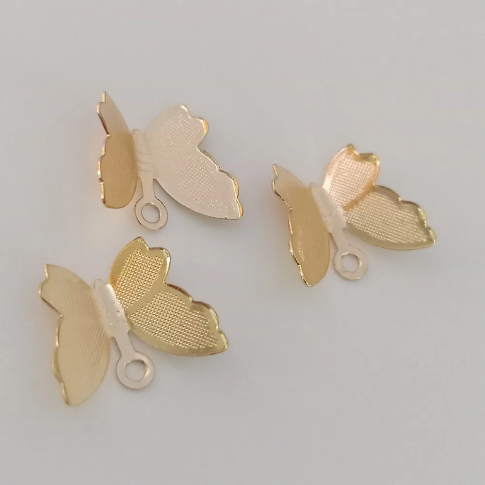 

Позолоченный кулон-бабочка 14 карат с сильным сохранением цвета, пескоструйная поверхность, сделай сам, бабочка, ювелирный аксессуар ручной работы