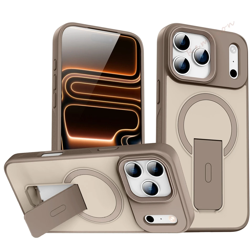 

Matte Stand Magnetic Phone Case For iPhone 17 11 12 13 14 15 16 17 Pro Max Air 15 16 14 Plus Magsafe Shockproof Protector Cover