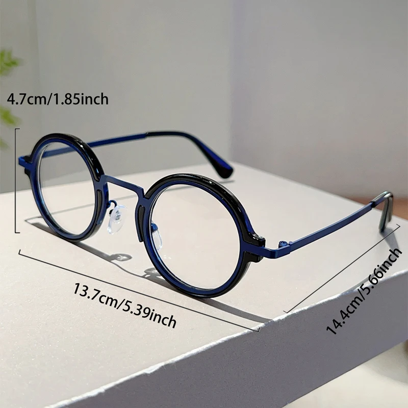 KAMMPT Vintage Round Glasses Men Punk Design Blue Light Blocking Optical Frames New Retro Fashion Non-prescription Eyeglasses
