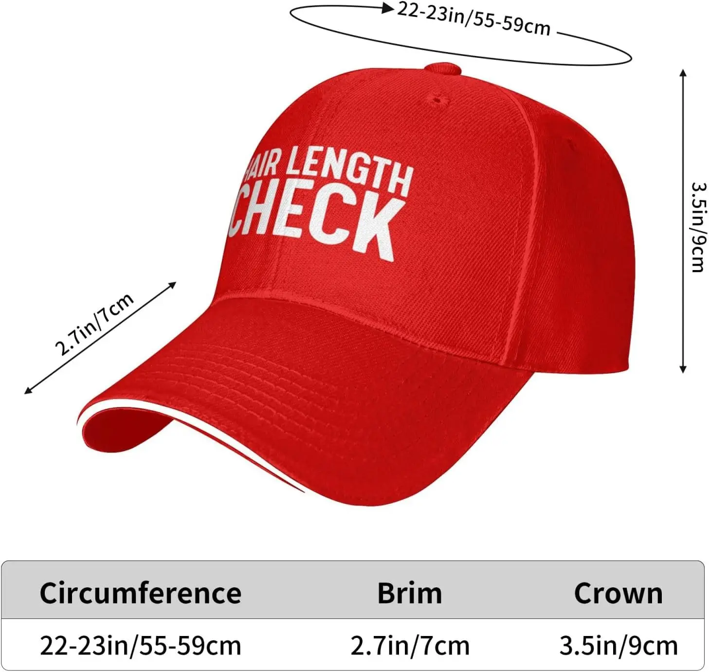 Hair Length Check Funny Baseball Cap Polyester Casual Adjustable Hat for Men and Women
