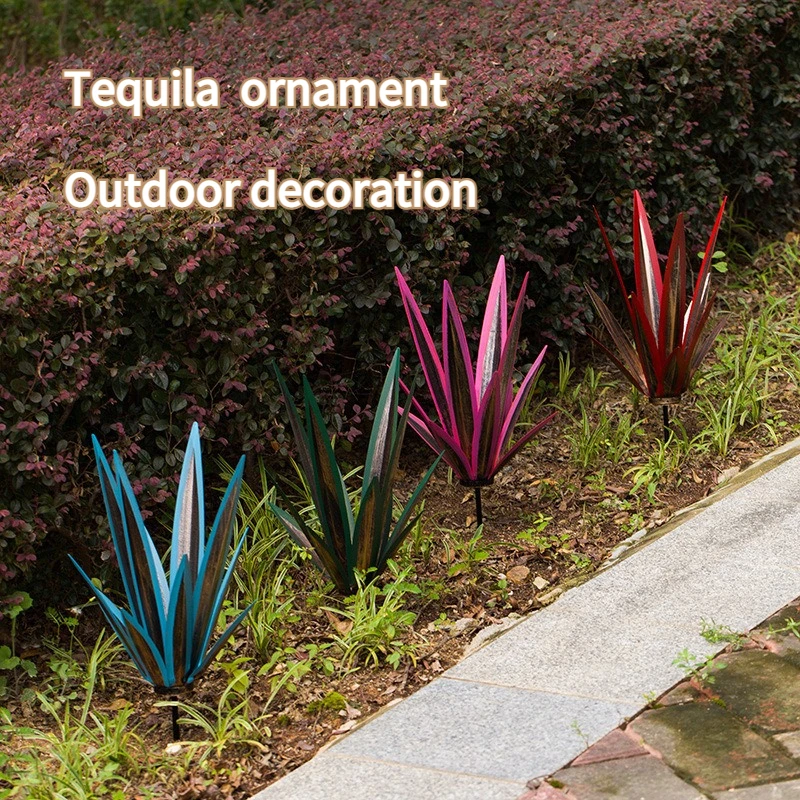 Wrought Iron Agave Artificial Landscape Sculpture DIY  Agave Plant Home Decoration Rustic Hand Painted