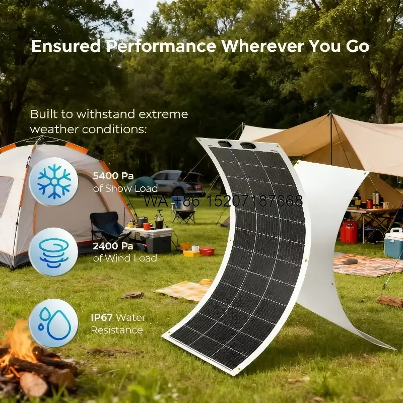 Wmwmnu 23% Efficiency 100W Flexible Solar Panel Monocrystalline Waterproof Bendable Charger with DC Connector 20.7V for RV