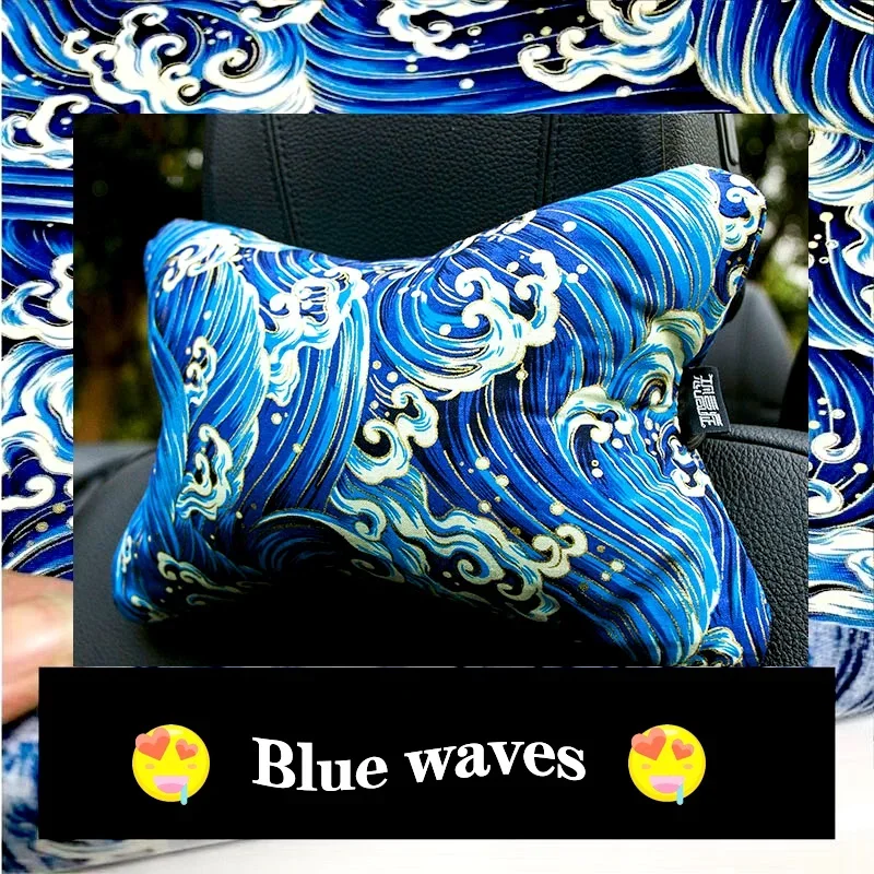 Auto Kopf Kissen Nacken kissen JDM und Wind Tag schwimmende Welt gemalt vier Jahreszeiten Universal Auto Innen kissen Auto Knochen Kissen