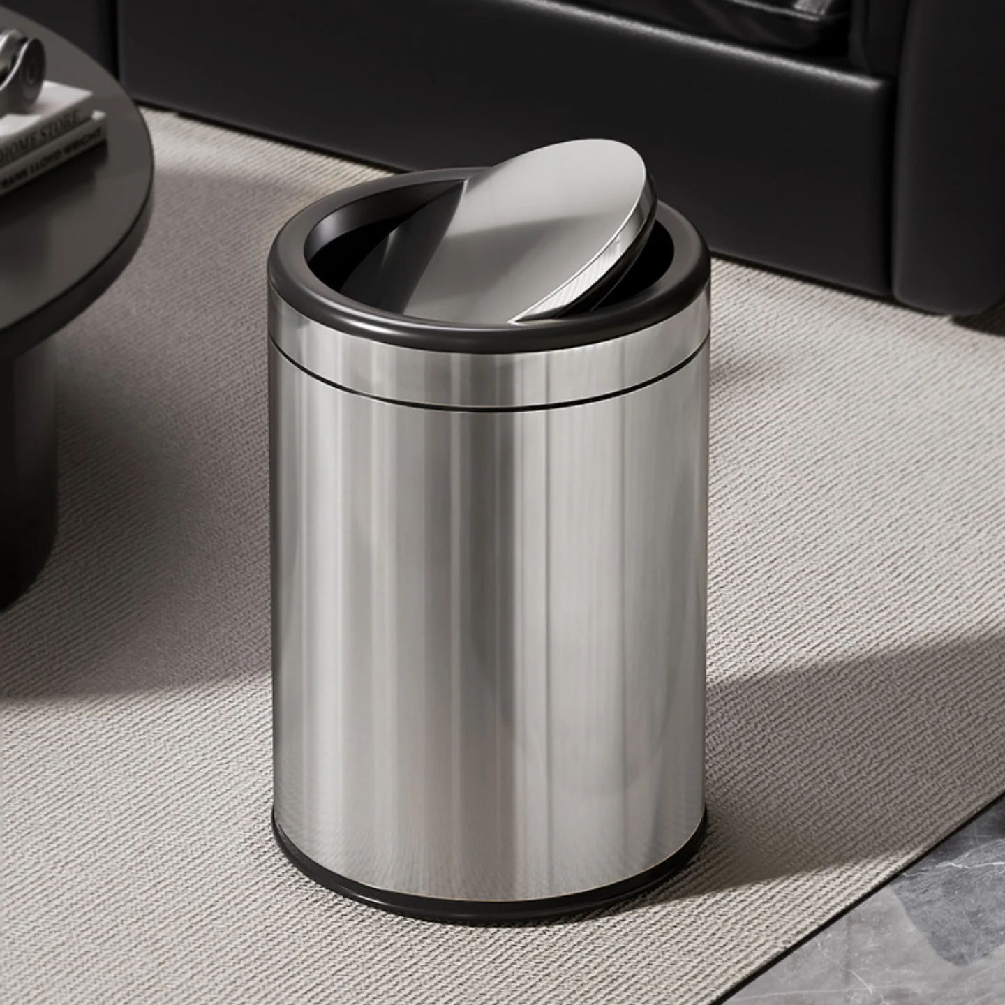 大容量ステンレス製蓋付きトラカン、リビングルーム、バスルーム、ホテル、家庭用、高級感のある丸型、ダスィン