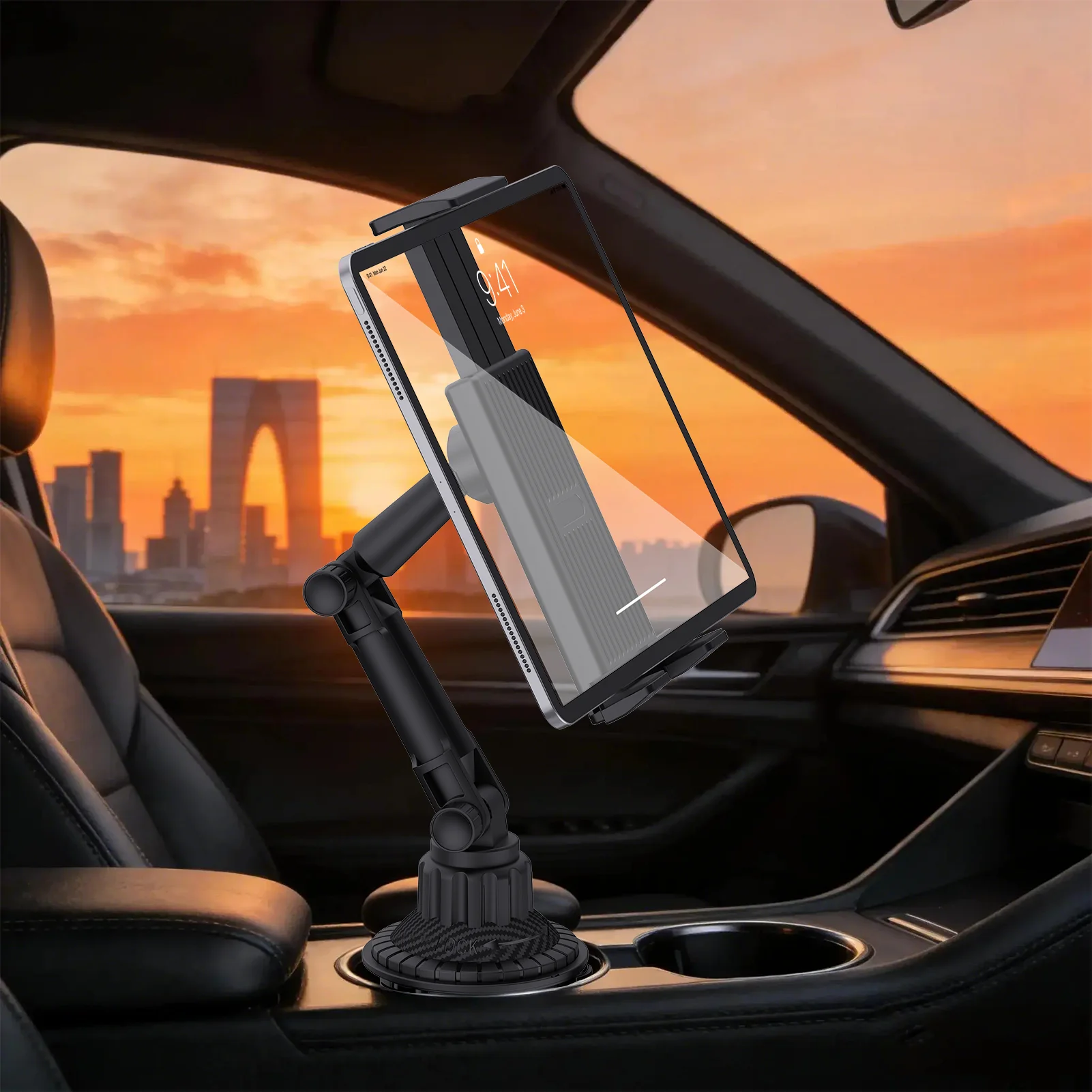 Universal Car Cup Holder Tablet Mount Smartphone Stand for 4-14 Inch Device Auto Interior GPS Navigation Secure Bracket Cradle
