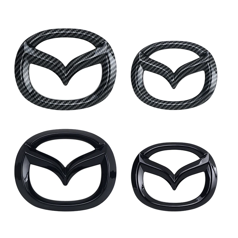 Car Front Grille Badge Trunk Emblem For Mazda 3 Axela Atenza 17-20 Carbon fiber Head Rear Body Decal Accessories