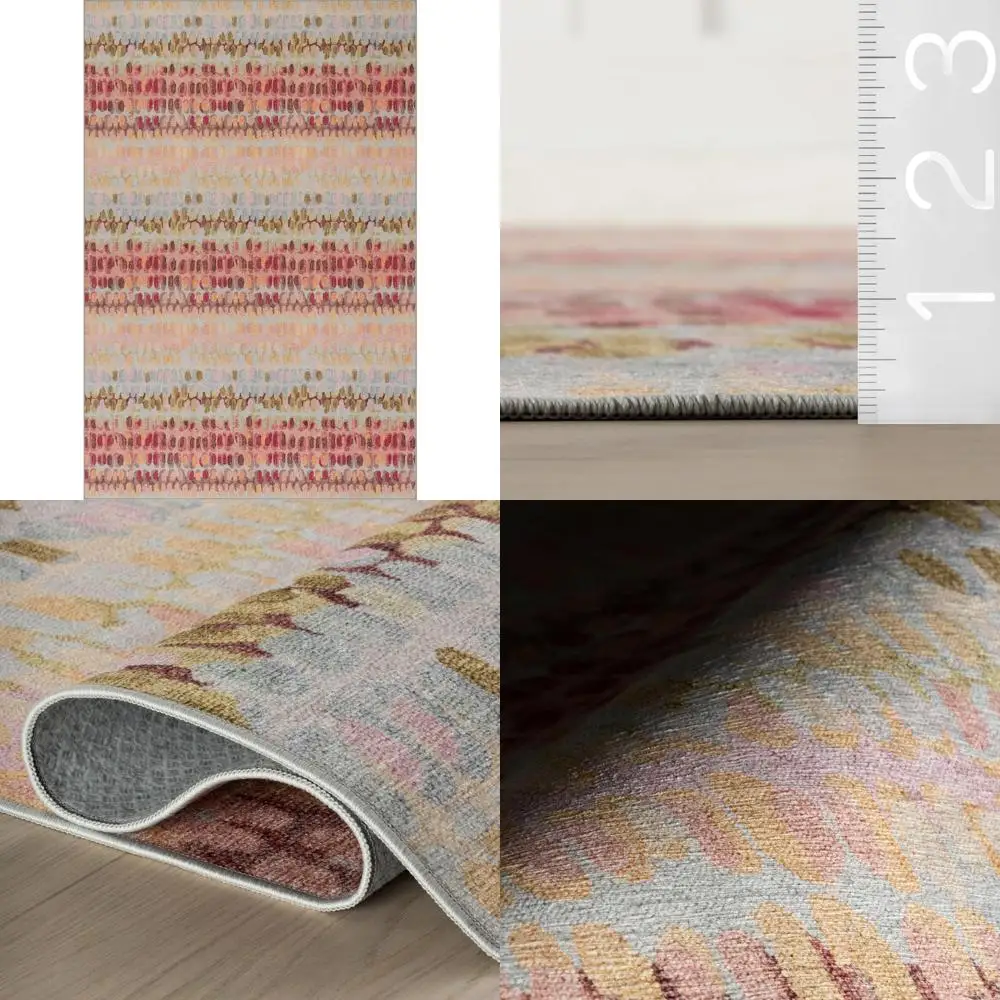 

Multicolored Geometric Pattern Machine Washable Rug, 4x6 Feet, Durable and Stylish for Any Room