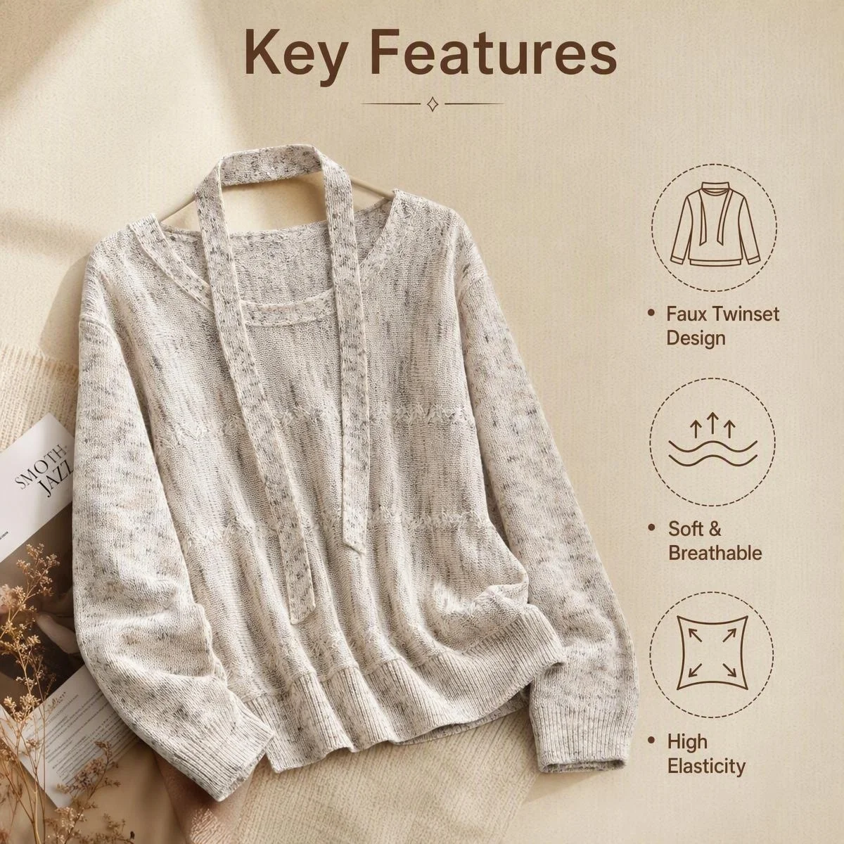 2026 New Women Sparkle Sequin Hollow Knitted Top Long Sleeve Halter Neck Tie Strap Pullover Casual Elegant Slim Fit Sweater Blou