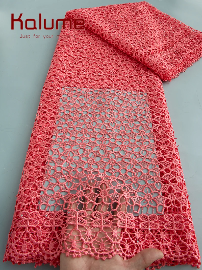 

Kalume африканский шнур гипюровая кружевная ткань 2025 вязаная африканская кружевная ткань элегантные вечерние платья для женщин шитье платье своими руками F3916