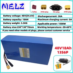 Air Express MELZ-48V18ah Power Type Large Capacity Lithium Battery 13S6P High Power Support 48V1000W Motor Use, Free Charger