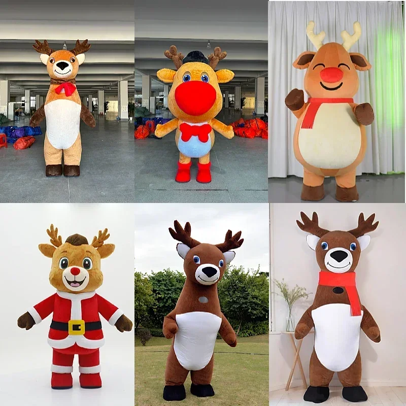 

Christmas Deer Inflatable Deer Mascot Costume Plush Tree Snowman Costume Cosplay Adult Walking Clothing Party Show