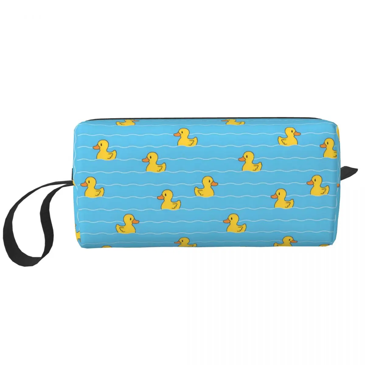 

Custom Cartoon Duck Swimming Wave Pattern Makeup Bag Women Travel Cosmetic Organizer Storage Toiletry Bags Dopp Kit Case Box