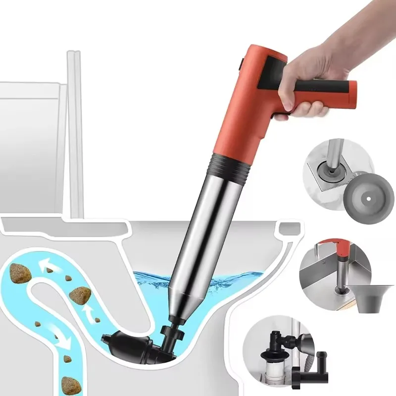 High-pressure Powerful Drain Cleaner Shock Wave Toilet Plunger Gun for Sewer Pipes and Bathroom